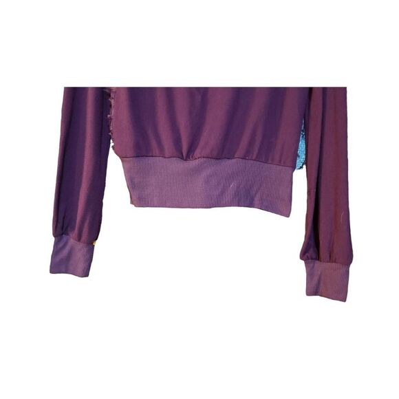 Ryu Knit Cardigan Sweater‎ Purple flower Appliqué fine knit shrug top Size M - Picture 16 of 16